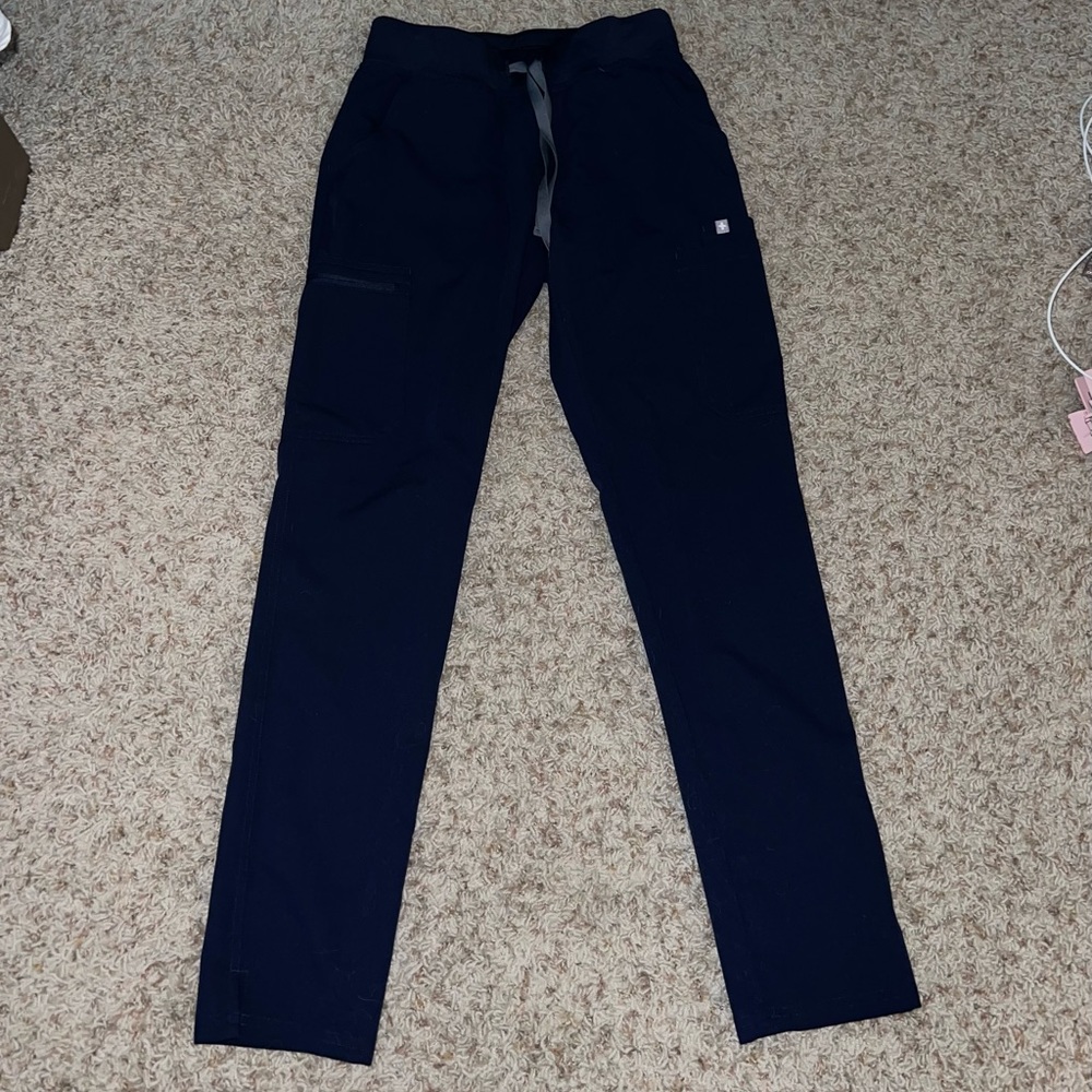 Figs Navy Yola Yoga Waistband Skinny Scrub Pants - XS